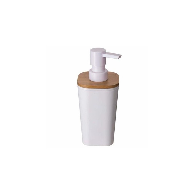 Dispenser per sapone in polistirene e bamboo diametro 7,5x h17,5 cm