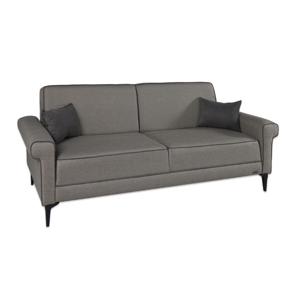 Divano letto Silvera 3 posti tessuto spigato grigio marrone