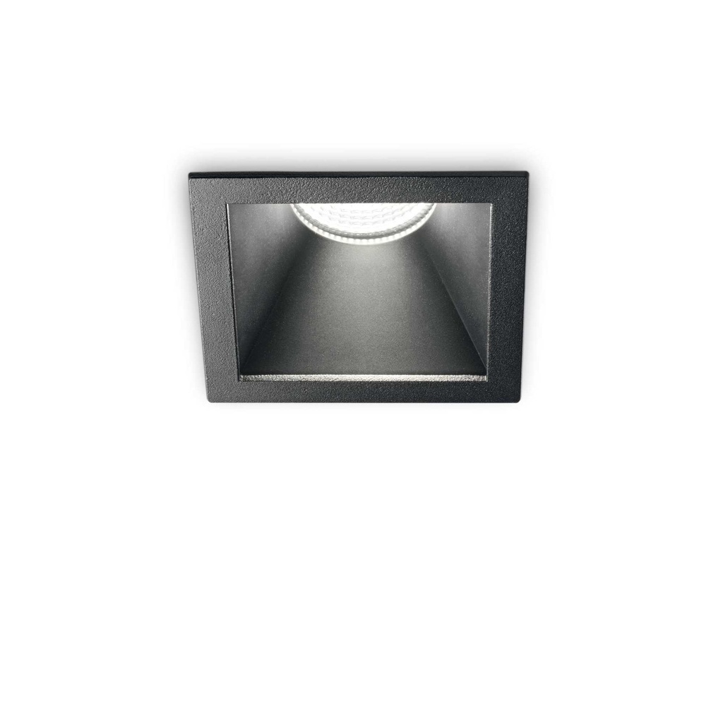 Faretto ad incasso quadrato 11W 3000K nero opaco - L84xH120xP84mm