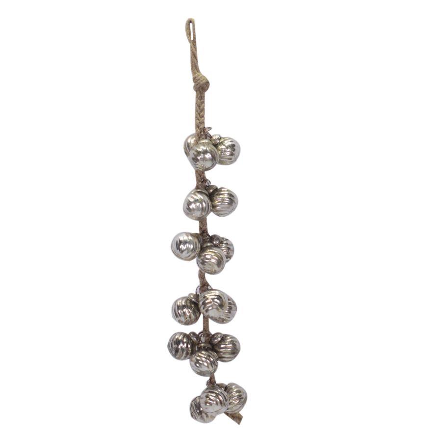 Festone vetro pallina argento filo 18 pezzi cm45
