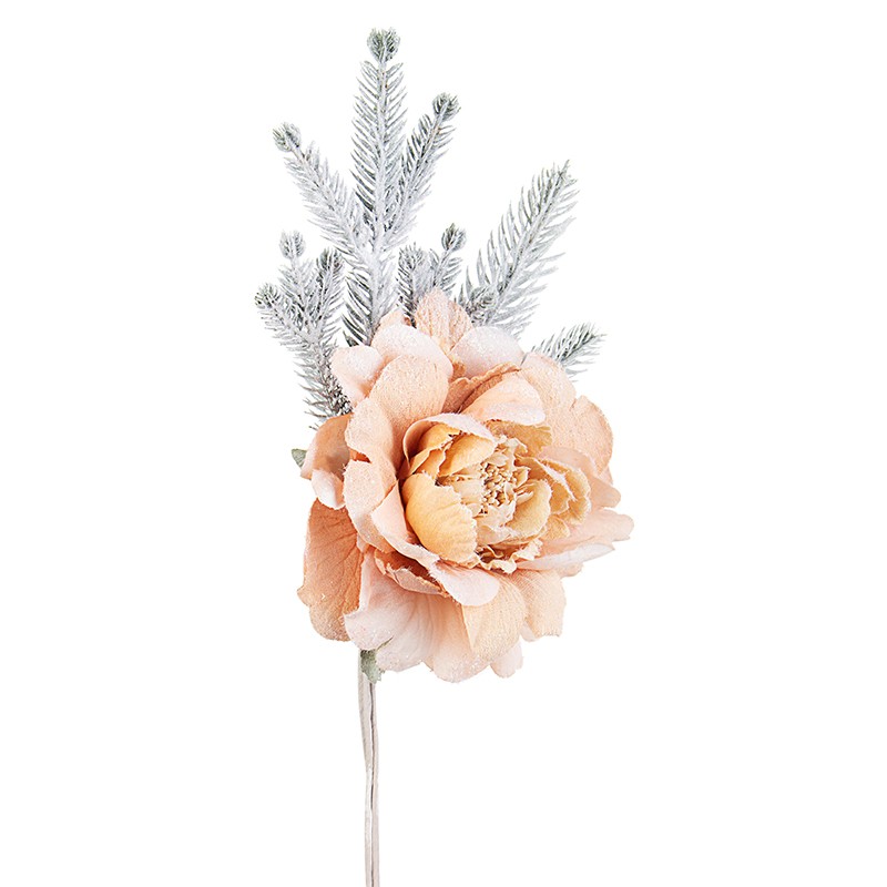 Fiore natalizio decorazione peonia champagne h 32