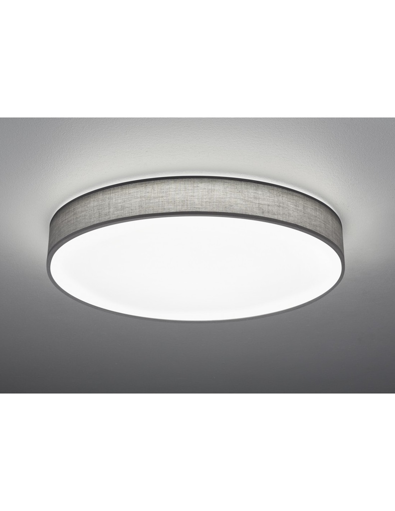 Grande Plafoniera Led Paralume Tessuto Grigio Lugano Ø75 cm Trio Lighting