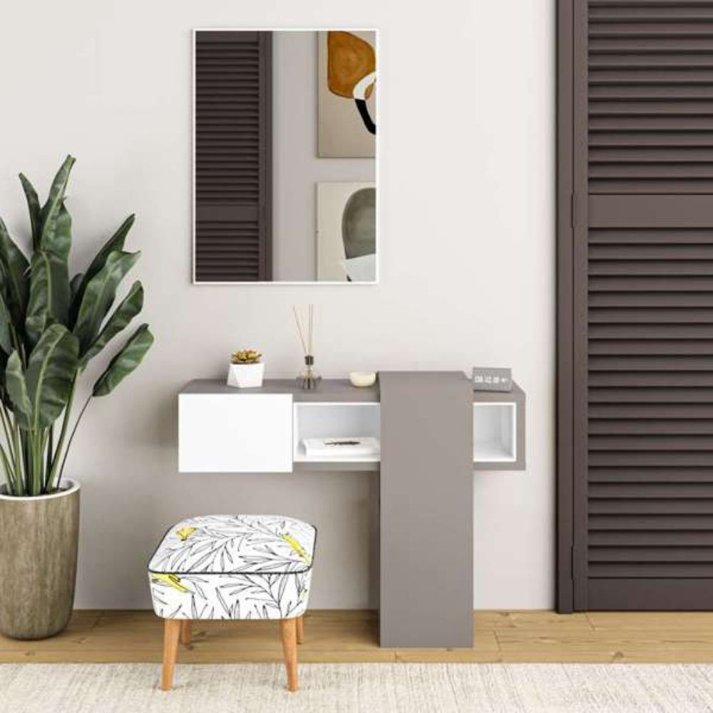 (2c) Ingresso Efes Mocha Bianco con Specchio L100 x P30 x 72.5 H cm