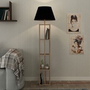 (2c) Lampada da Terra con Libreria Rovere e Parlume Nero 23,5x15x163,5 cm