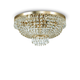 Lampada da soffitto 6 luci cristalli oro D 51 x H 30 cm