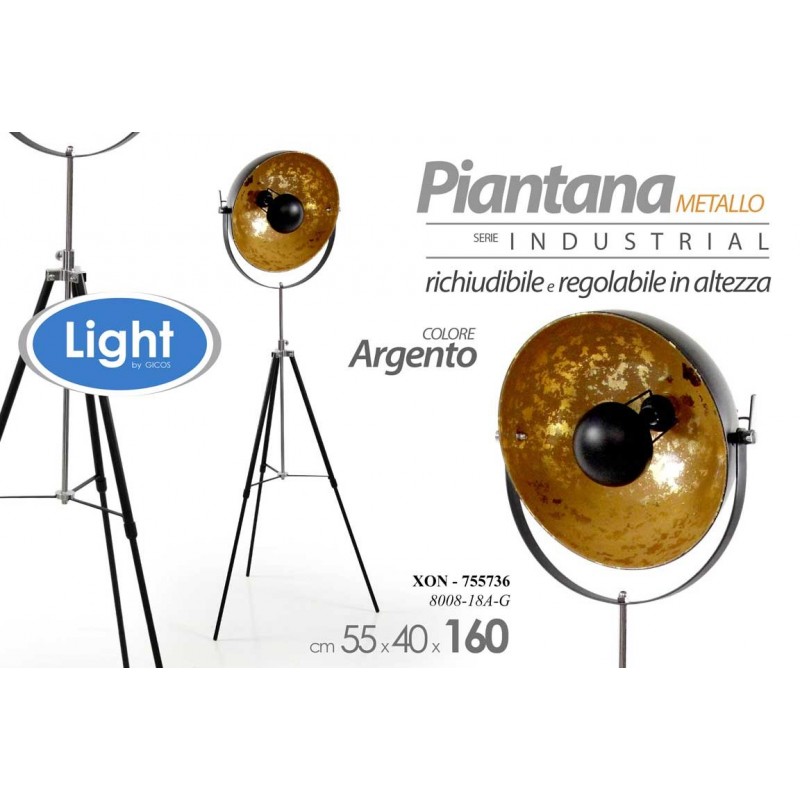 Lampada piantana moderna da terra regista industrial oro