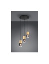 Lampadario Rotondo 3 Luci Cilindro Ottone Vetro Fumé Robin Trio Lighting