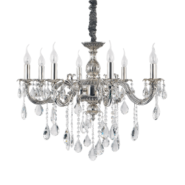 Lampadario a sospensione 8 luci argento D 75 x H 56 cm