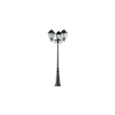 Lampione 3 luci in pressofusione di alluminio nero diffusori in vetro h. 264 cm