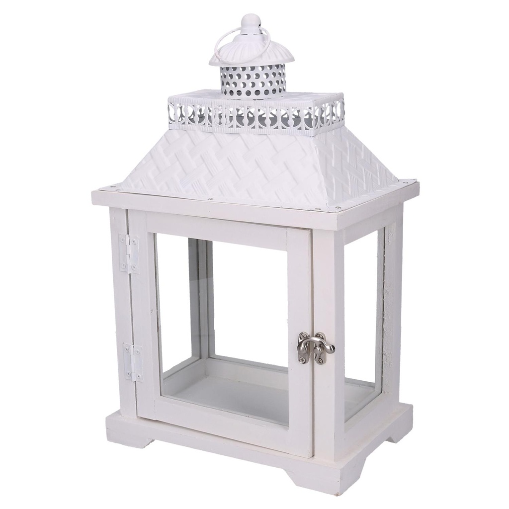 Lanterna legno bianco quadro cm24x16h39