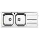 Lavello incasso cucina MP1162DX acciaio116x50 cm due vasche e gocciolatoio destro EFFEZ