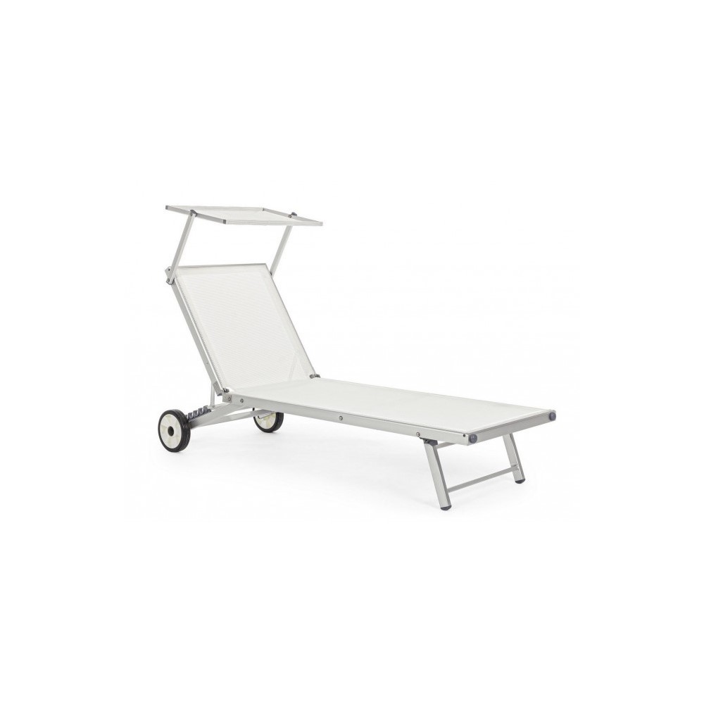 Lettino Cross con ruote in alluminio bianco