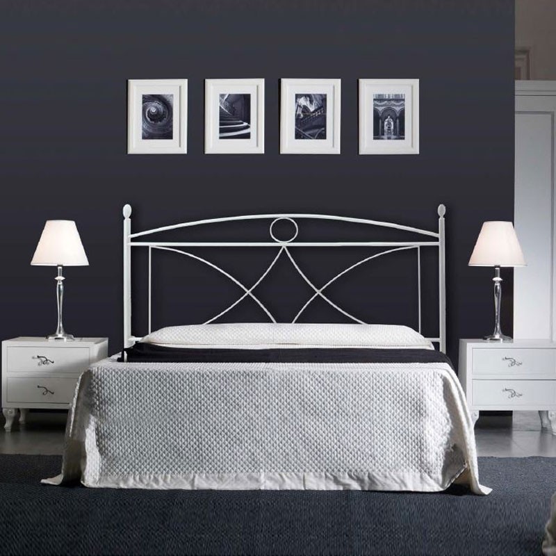 Letto in ferro matrimoniale con giroletto in ferro Bianco ALICE 166x202x h128 cm