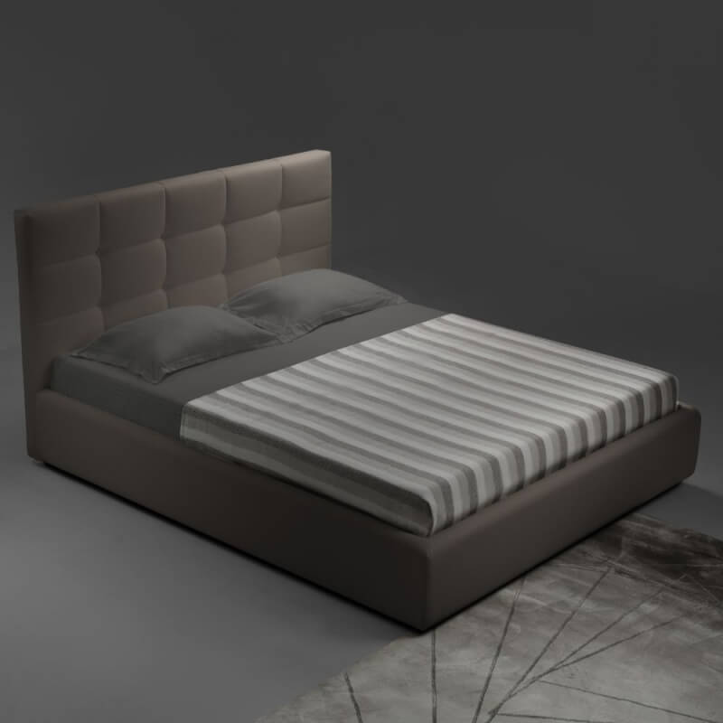 Letto una piazza e mezza con contenitore Napoli tortora