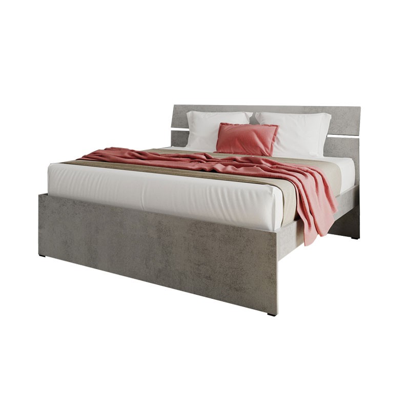 Letto una piazza e mezza per camera colore grigio cemento cm 200x131xH 98