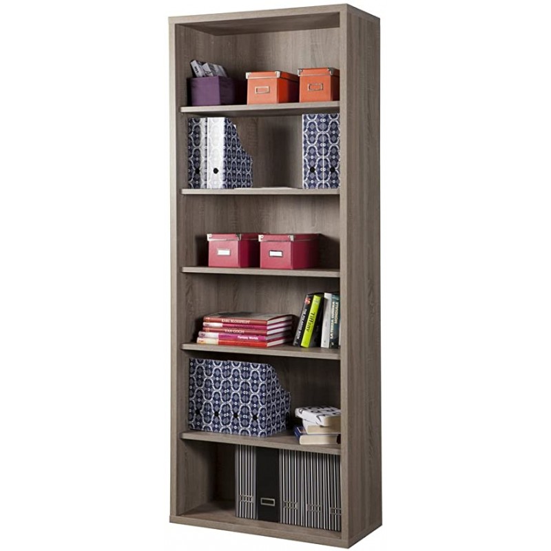 Libreria componibile vani regolabili rovere tartufo cm 217