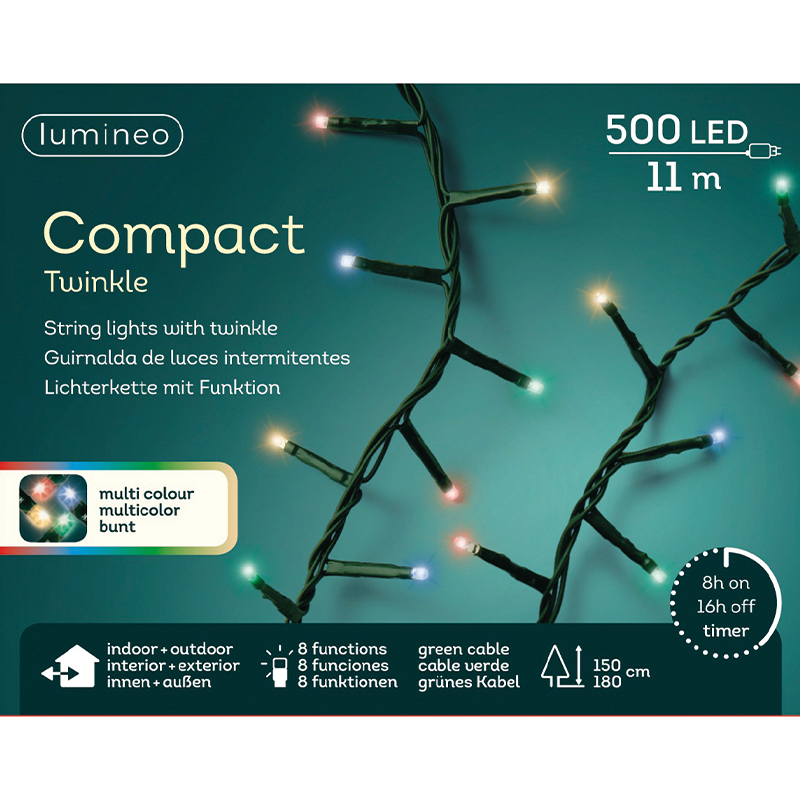 Luci di Natale Compact 500 led 11 metri multicolor