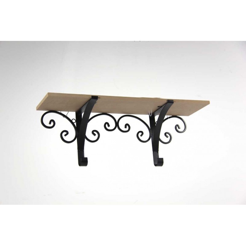 2x Mensola in metallo con piano in legno cm 46 x 13 x 17 h