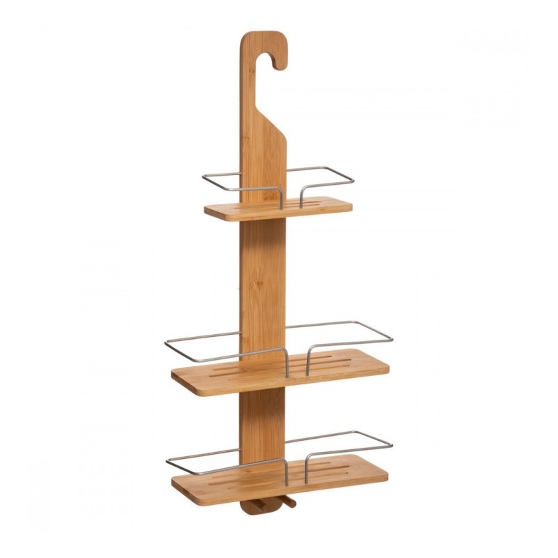 Mensola in metallo e bamboo Naturale tre ripiani con gancio 30x12x h70 cm