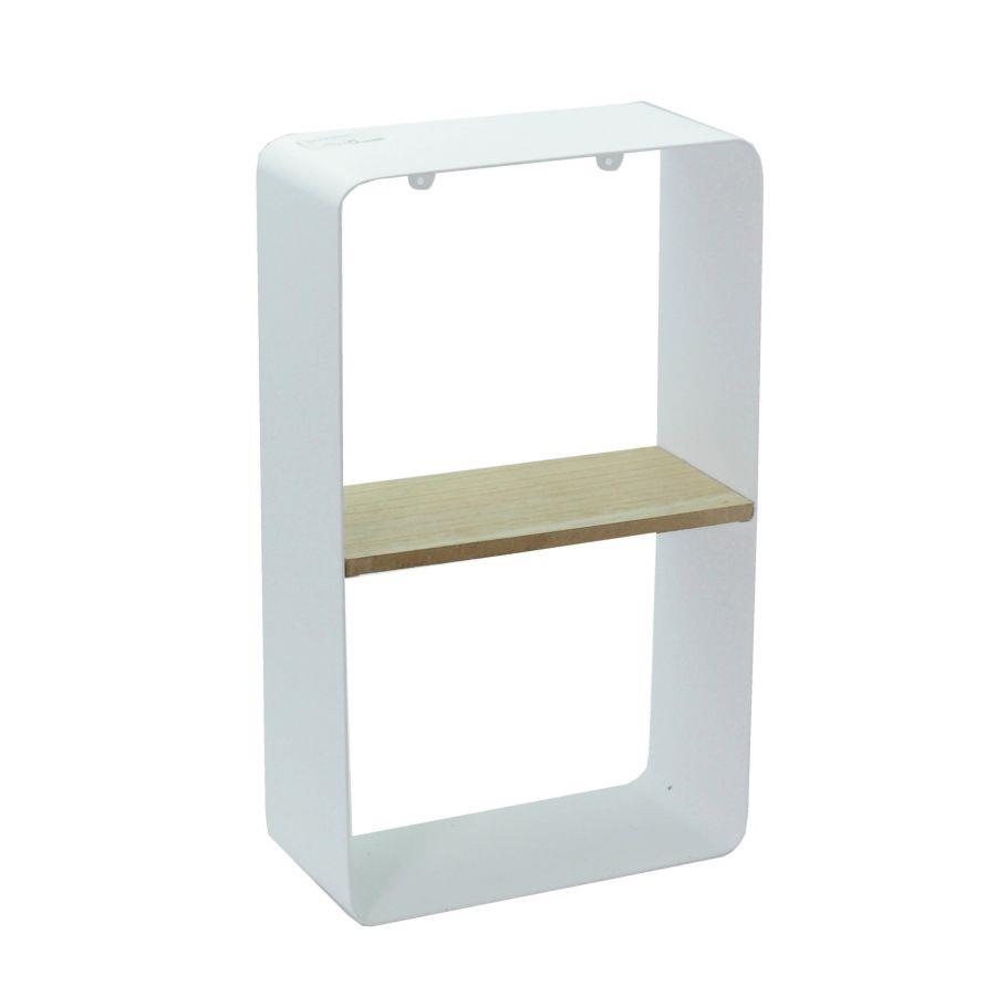 Mensola metallo bianco e legno 1 piano cm 22