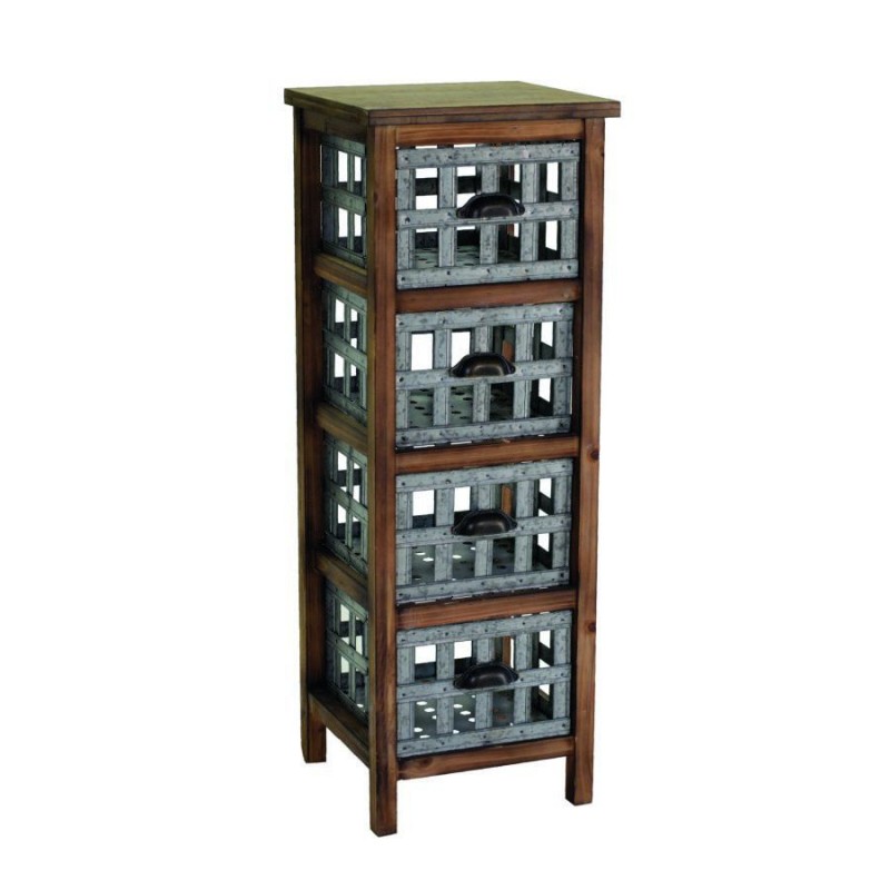Mobile cassettiera da cucina in legno marrone e grigio 36x34xh. 101 cm