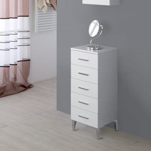 Mobile da Bagno cinque cassetti Bianco 35x34x h78,5 cm