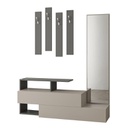(2c) Mobile da ingresso tortora e antracite con specchio Ramda 137x35xh.154 cm