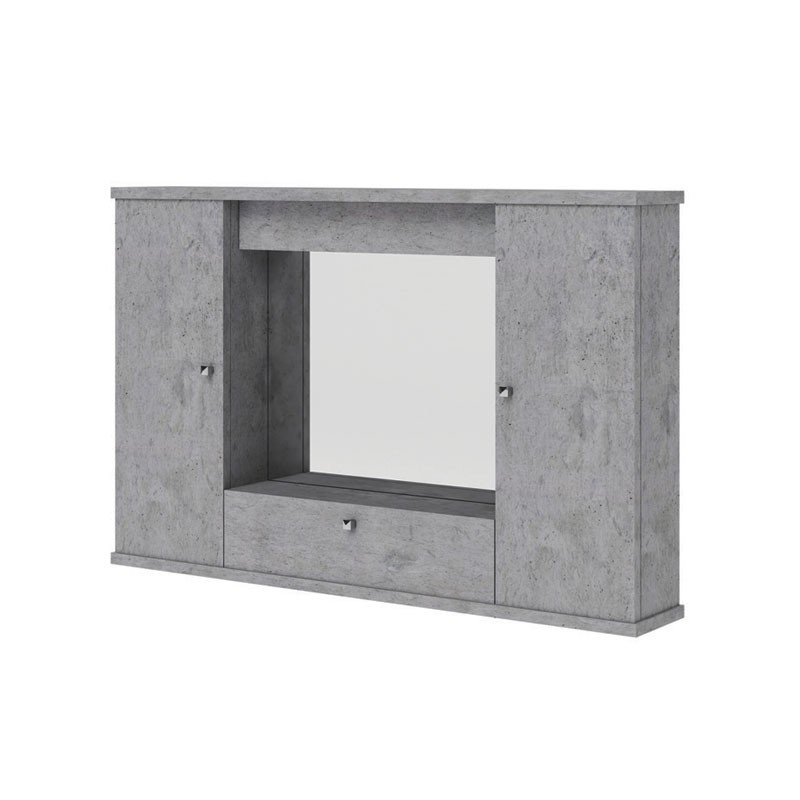 Mobile specchiera bagno grigio cemento 2 ante c-ribalta h.61x93x14 cm Iperbriko