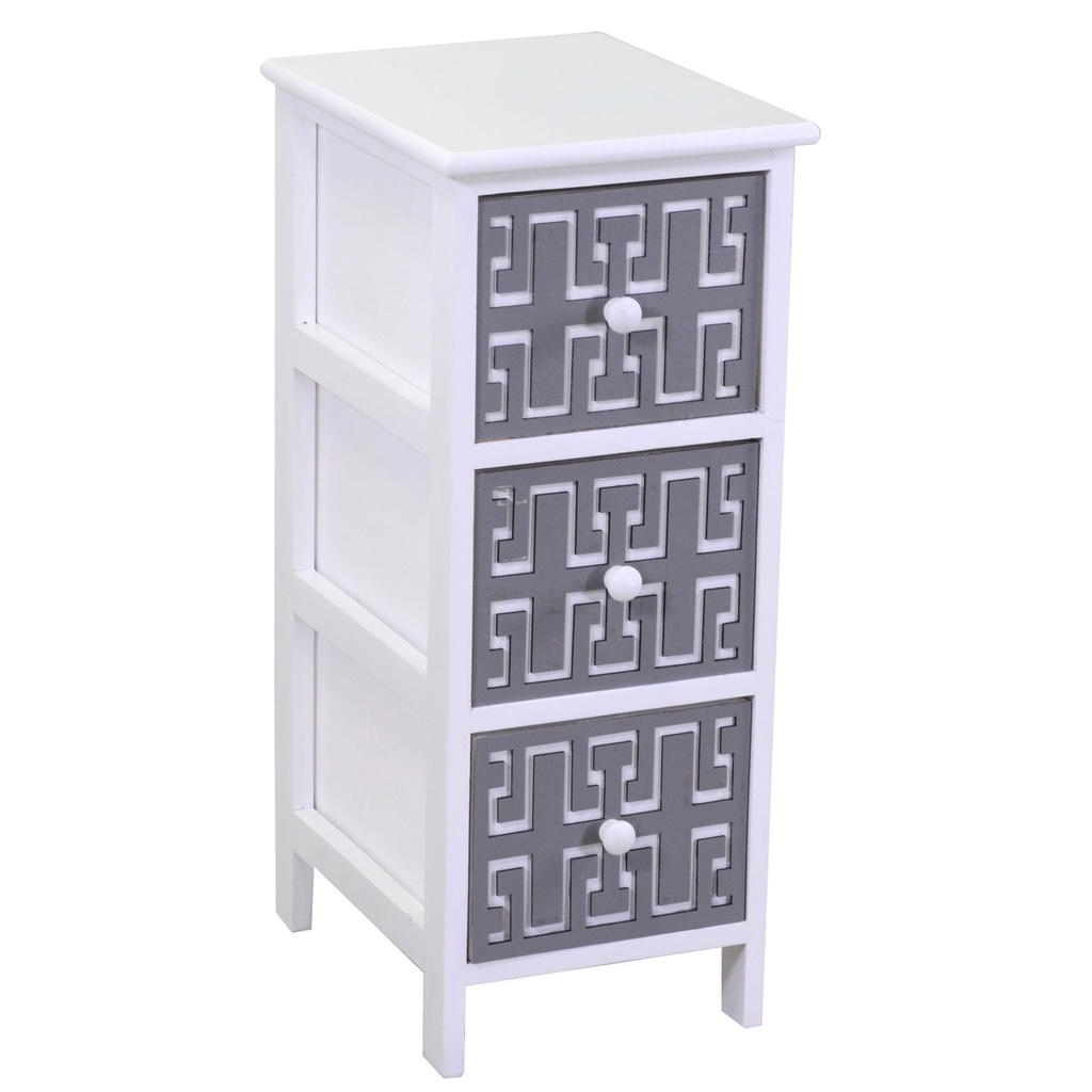 Mobiletto gianna cassettiera bianco grigio 3 cassetti cm 26x32h63