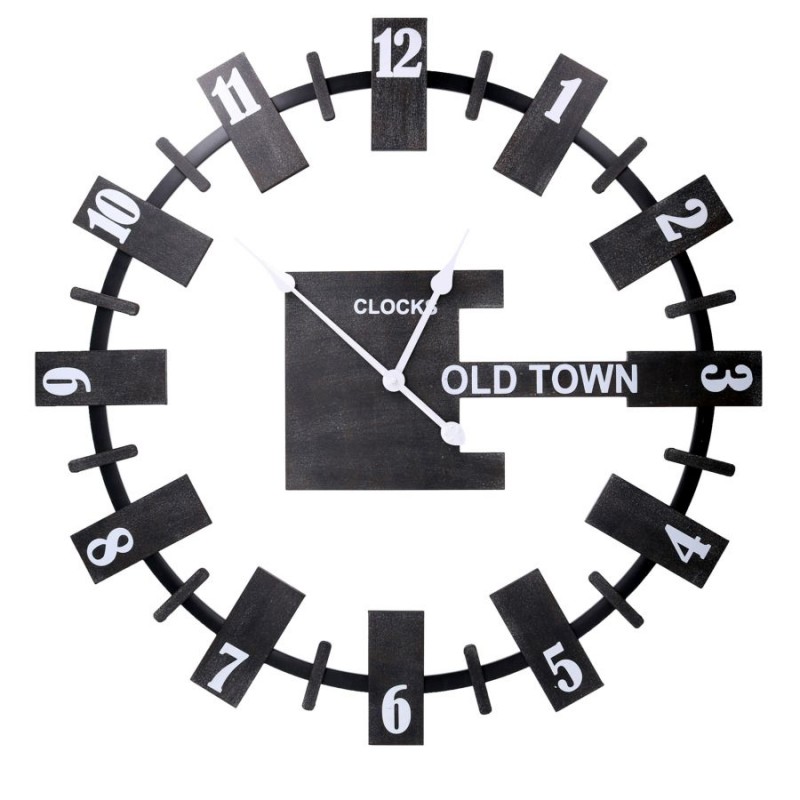 Orologio design modero legno nero tondo cm 80