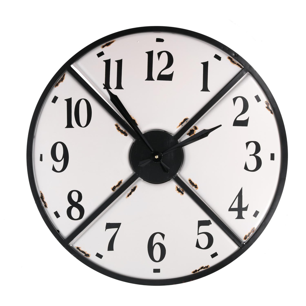 Orologio metallo bianco nero tondo cmø62x5