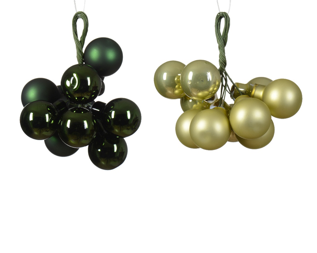 Grappolo Di Palline Su Filo Mix Di Rifiniture Lucide E Opache Colore Verde/Colore  Ø 2Cm