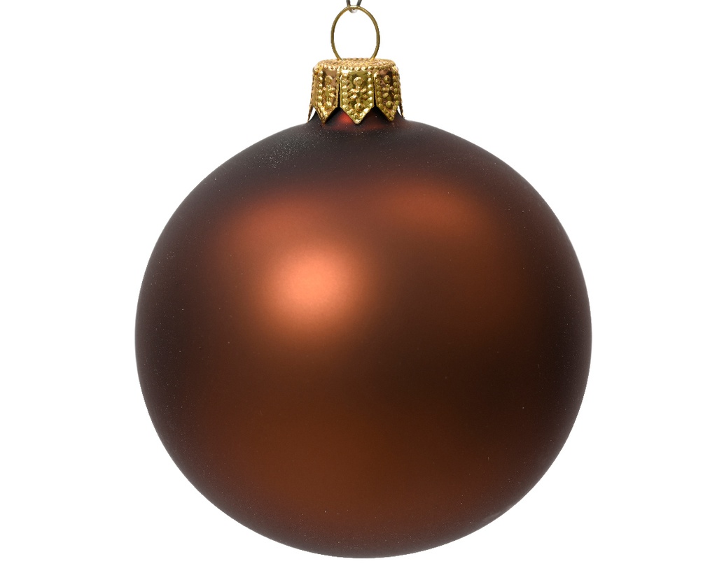 Box Da 6 Palline Di Natale In Vetro Opaco Colore Caffè Ø 6Cm