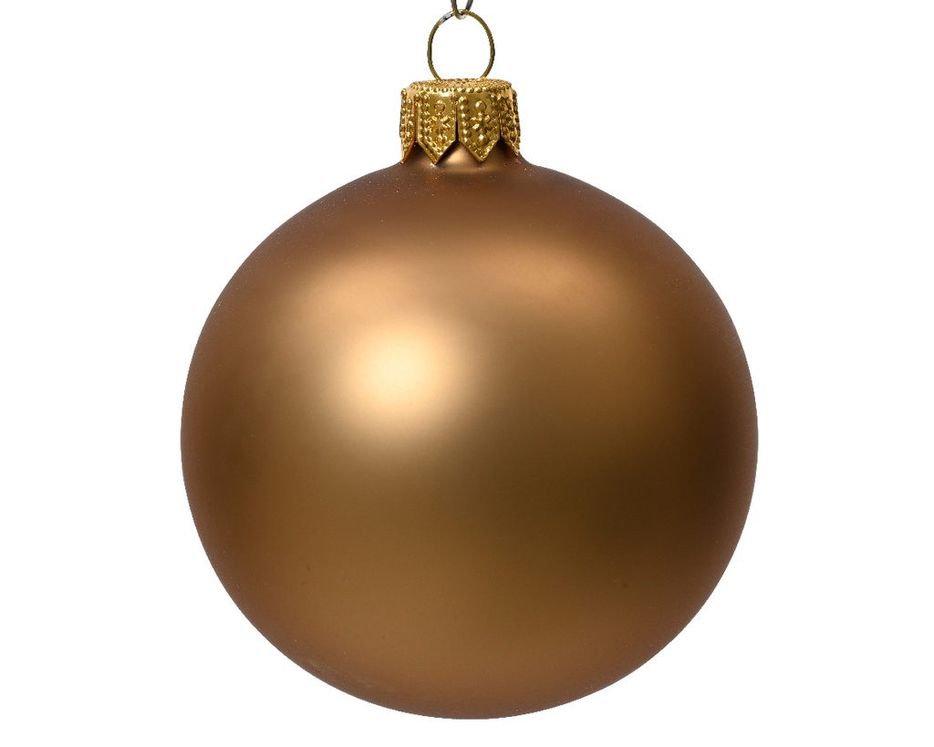 Box Da 6 Palline Di Natale In Vetro Opaco Colore Marrone Zenzero Ø 8Cm