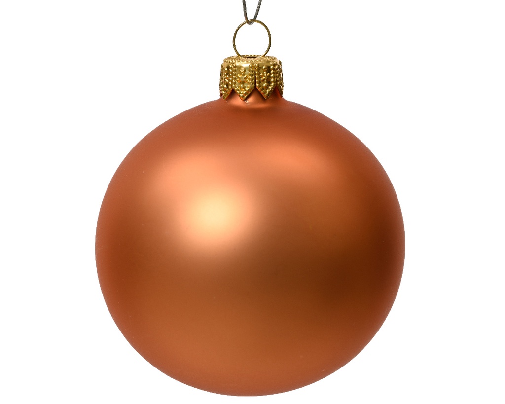 Box Da 6 Palline Di Natale In Vetro Opaco Colore Rame Rosso Ø 8Cm