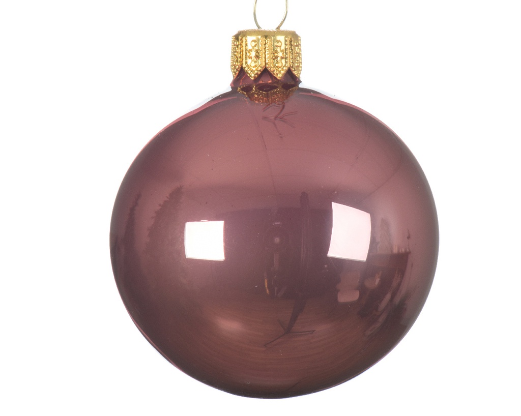Box Di 6 Palline Di Natale Smalto In Vetro Per Bigiotteria Colore Velluto Rosa Ø 6Cm