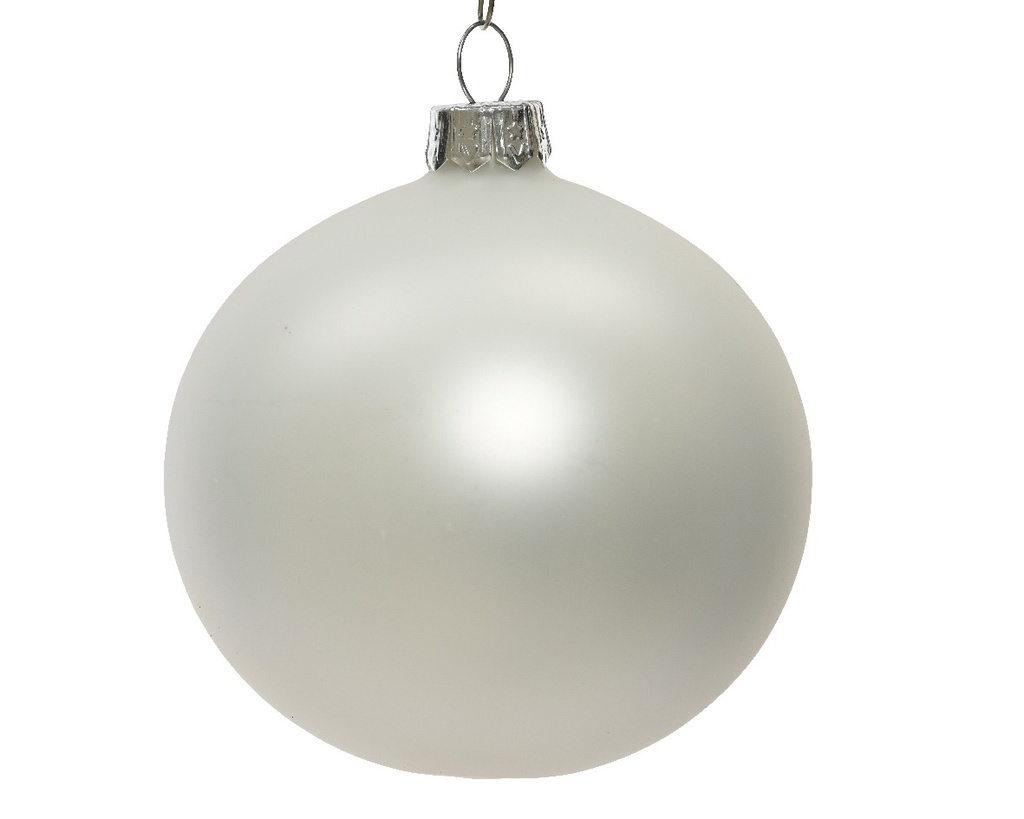 Box Da 6 Palline Di Natale Bianca Opaco Effetto Neve Ø6 Cm