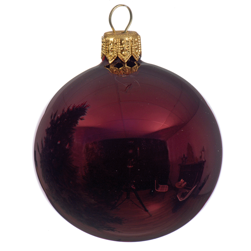 Box Da 4 Palline Di Natale Rosso Scuro Lucido Ø10 Cm