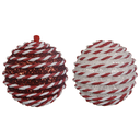 Pallina di natale assortite bianche e rosse di glitter Ø8 cm