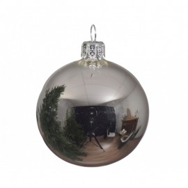 Box Da 4 Palline Natalizia In Vetro   Argento Lucido 10 Cm