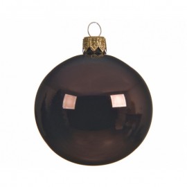 Box Da 6 Palline Natalizia In Vetro Marrone Scuro 6 Cm  