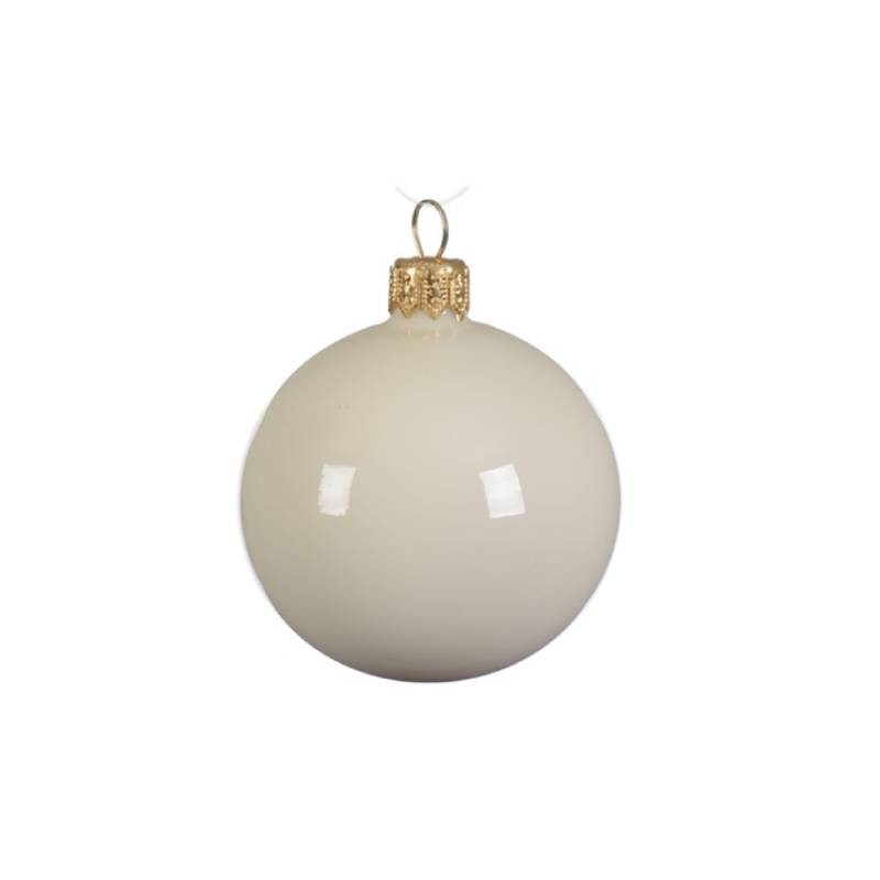 Box Da 6 Palline Natalizie In Vetro Bianco Latte  Cm 8