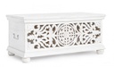 Panca portatutto shabby intarsiata bianca cm 100 x 50 x 45h