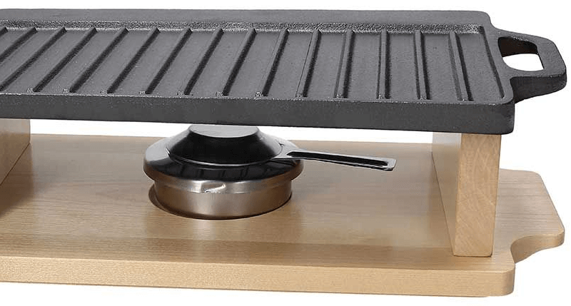 Piastra Grill + Base Legno 33x20x11h cm in Ghisa Nero