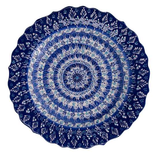Piatto decorativo ceramica blu cm ø25h3