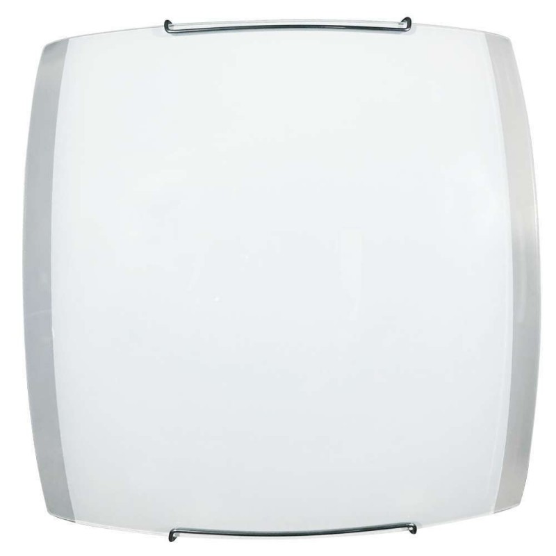 Plafoniera in vetro lastra bianco trasparente ganci cromati 30x10xh.30 cm