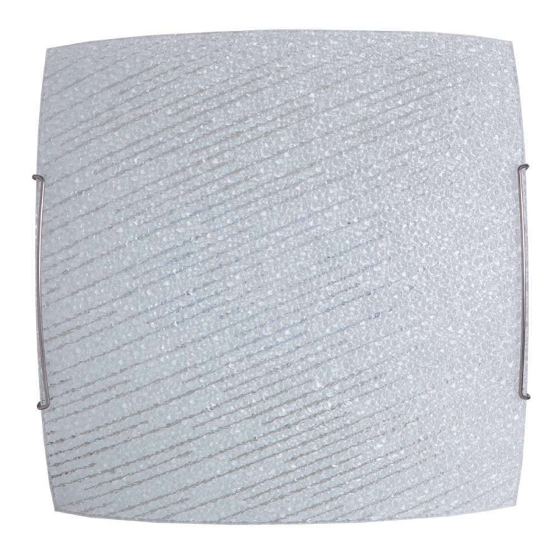 Plafoniera in vetro lastra diamantino con ganci acciaio 30x10xh.30 cm