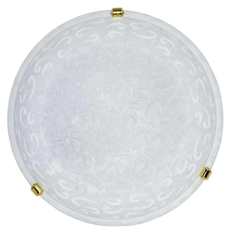 Plafoniera in vetro screpolato bianco ganci in oro diam. 30 cm