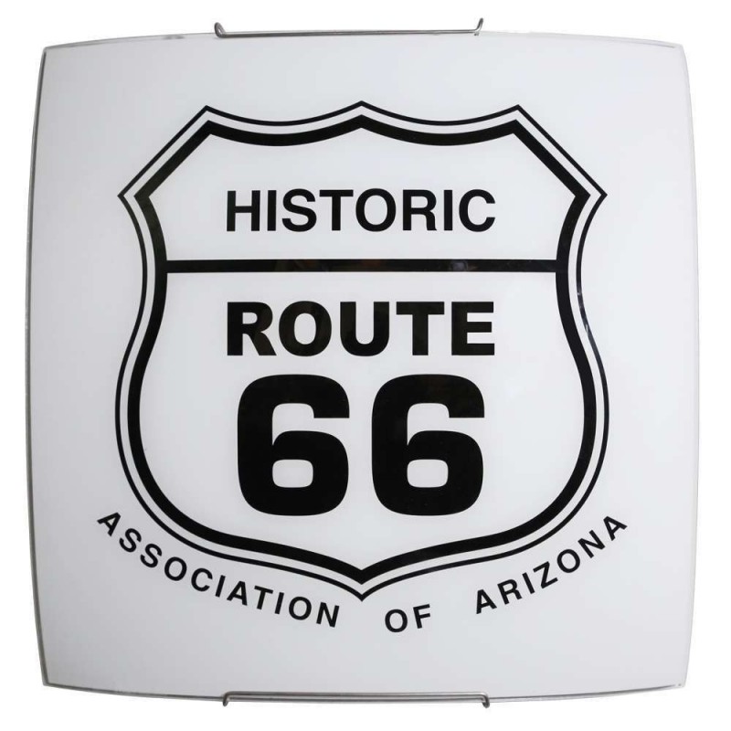 Plafoniera moderna vetro bianco route66 ganci acciaio 40x40xh.11 cm