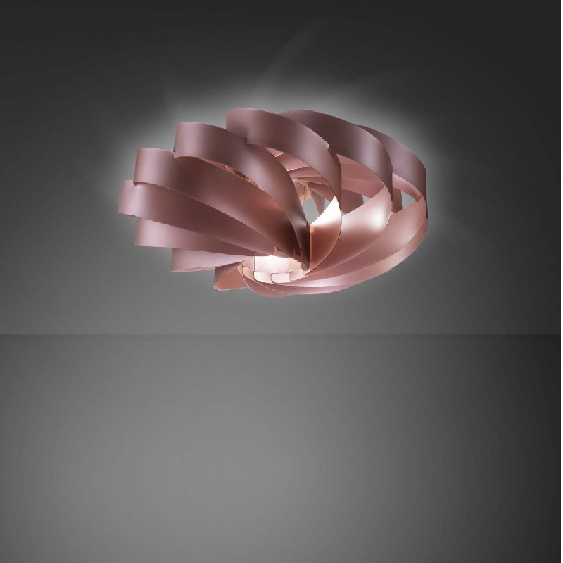 Plafoniera una luce FLAT in Polilux Rosa diametro 50x h22cm
